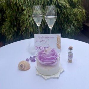 Rosenkerze im Glas Flieder / Premium Hochzeitsdeko InaIkabu