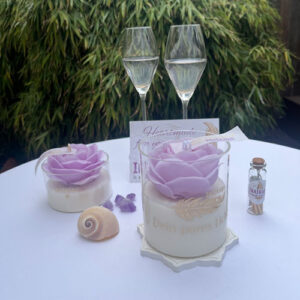 Rosenkerze im Glas / wunderschönes Set Flieder | Inaikabu